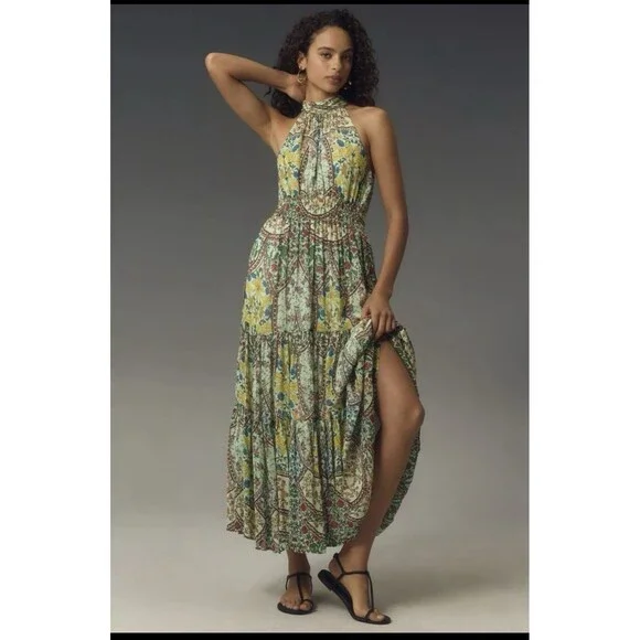 Anthropologie | Dresses | Anthropologie Somerset Maxi Halter Edition Dress  Sz Xxsp Green | Poshmark